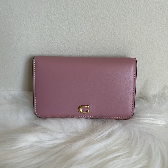 Coach Handbags - Coach Wyn Small Wallet Dusty Rose Pink Leather Gold C Logo Envelope C2328